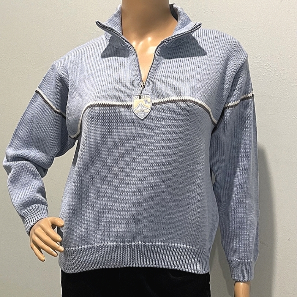 RARE Vintage Vampire 1950 Wool Half Zip Blue Wool Ski Sweater Size S NWT